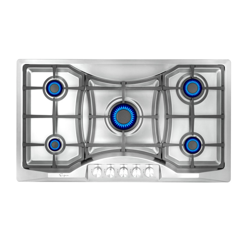 Empava 36.02'' Stainless Steel Gas 5 Burner Cooktop with Dual Size
